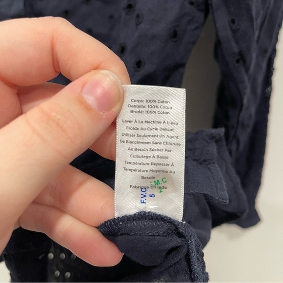 Tablots Eyelet Dots Cotton Lightweight Long Sleeve Shirt Button Down Navy Blue M - Picture 7 of 7